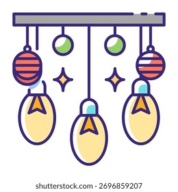 Este icono de luces y adornos es adecuado para la fiesta de Navidad.