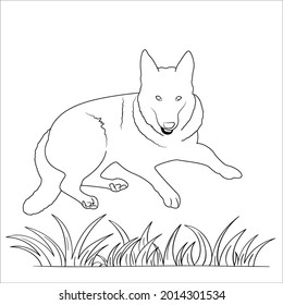 This is line art black and white  Dog image 