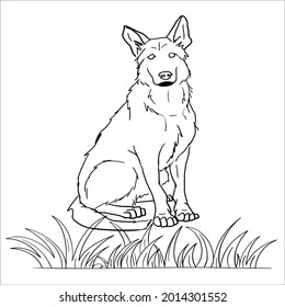 This is line art black and white  Dog image 