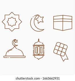 este es un conjunto de iconos de arte de línea de ramadan kareem