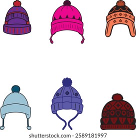 This is line art kids hat collection