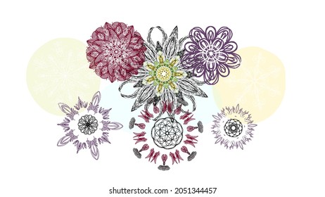 This is line art. Vector illustration of motifs. Can be used for wall decoration, textiles, templates, wallpapers and interiors.