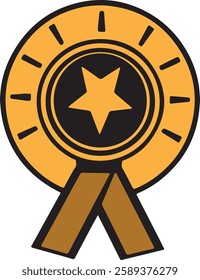This is a line art vector medal