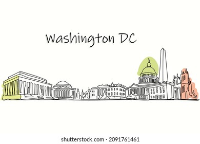 This is a line artof Washington DC skyline.