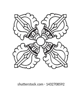 This is a line drawing of Buddhist artifacts.