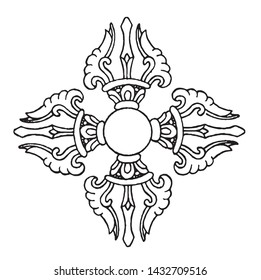 This is a line drawing of Buddhist artifacts.