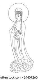 This is the line drawing of Buddhist Buddha.