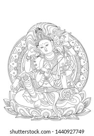 This is the line drawing of Buddhist Buddha.