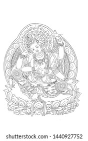 This is the line drawing of Buddhist Buddha.