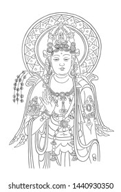 This is the line drawing of Buddhist Buddha.