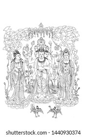 This is the line drawing of Buddhist Buddha.