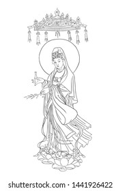 This is the line drawing of Buddhist Buddha.