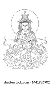 This Is The Line Drawing Of Buddhist Buddha.