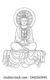 This is the line drawing of Buddhist Buddha.