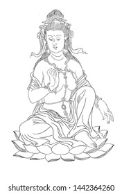 This Is The Line Drawing Of Buddhist Buddha.