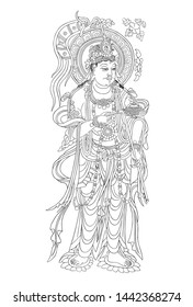 This is the line drawing of Buddhist Buddha.