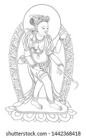 This is the line drawing of Buddhist Buddha.