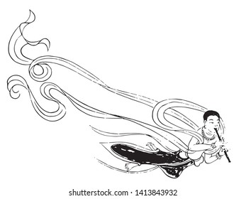 This is a line drawing of Buddhist figures.
