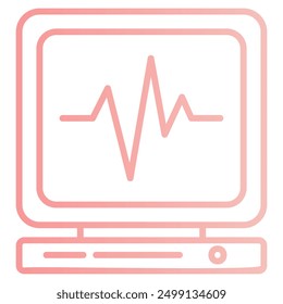 This is a line drawing of a heart rate monitor. It depicts a medical device commonly used to track and display a patient's heartbeat.