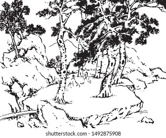 This is the line drawing landscape