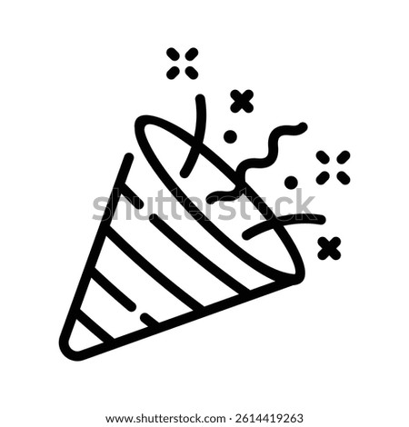 This line icon showing a cap throwing confetti streamers
