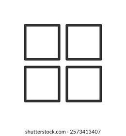 This line icon shows a grid of four squares. Vector illustration