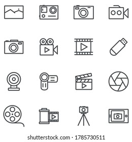 this line multimedia,cinema icons set