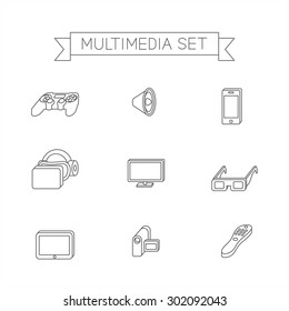 This is linear isometric volume design icons of multimedia topic. Use it for infographic, web, presentation and other work.