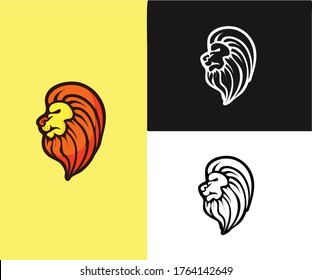 este es un logo de un león con una historieta icónica o caricatura icónica de la cabeza de un león con una apariencia fría y autoritaria, mostrando a un formidable león masculino y siendo el líder de su grupo. Este logotipo es perfecto