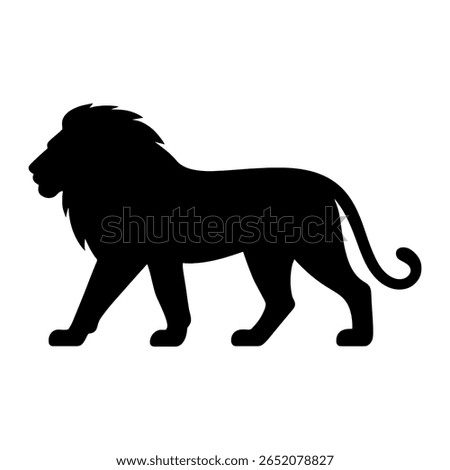 This lion silhouette walking view towards ahead shows a strong lion in motion. The lion walks forward with power and pride. The lion’s head is up, looking ahead. The lion’s mane flows back, choose 
