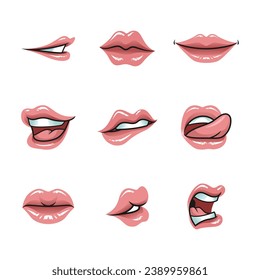 Este labio y lengua es perfecto para artistas y diseñadores que necesiten una variedad de opciones. Ya sea que estés creando un personaje, diseñando un logotipo o trabajando en una obra de arte, este juego de labios y lenguas