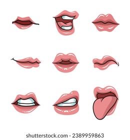Este labio y lengua es perfecto para artistas y diseñadores que necesiten una variedad de opciones. Ya sea que estés creando un personaje, diseñando un logotipo o trabajando en una obra de arte, este juego de labios y lenguas