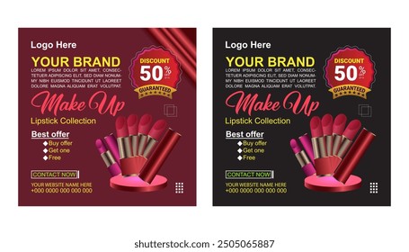 This is a lipstick sale and service social media post design for post template for all users.