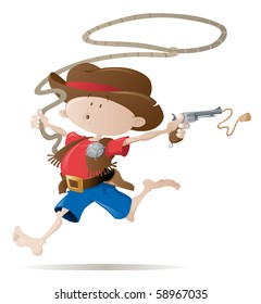 This little boy is having a ball dressing up as a wild west sheriff.