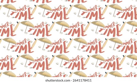 This lively vector illustration features a dynamic seamless and repeating pattern that perfectly captures the essence of summer fun and beach life.