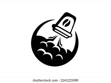 This logo is about a cup of coffee which looks like launching to up just like a rocket. It is good for brand of any drink or coffee company or any other related.
