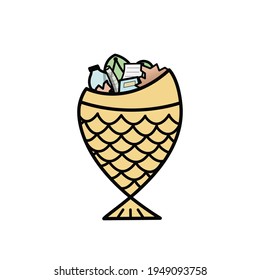 this logo is about fish suffering in the sea