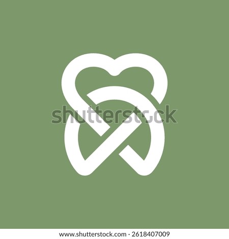 This logo artfully combines a heart symbol with a clean, monoline tooth design. Describes caring, bringing joy, compassion, and professionalism. Perfectly suited for a dental practice.
