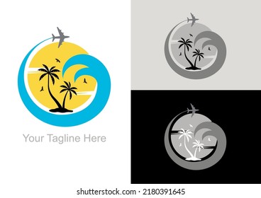 In this logo, the atmosphere of the beach and airplanes is depicted above it describes the atmosphere of beach tourism, namely: a tourism that uses the beach as the main element on his tour.
