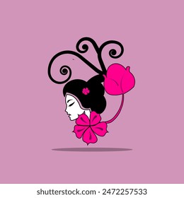 This is a logo for a beauty brand, suitable to be installed anywhere, this beauty logo contains a woman with cherry blossoms which symbolizes beauty and beauty. 
