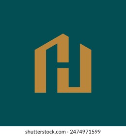 This logo blends the letter "H" with a house in a sleek geometric style, conveying luxury and classic elegance through clean lines and symmetry. It symbolizes stability and sophistication.