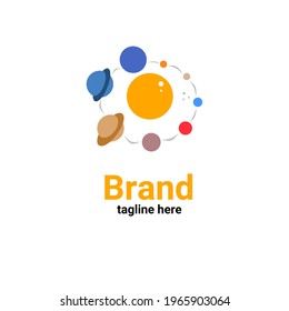 This logo is called the solar egg, which is a combination of a cow's eye egg with a solar system, it can be used for space-loving communities as well as restaurant brands and others.