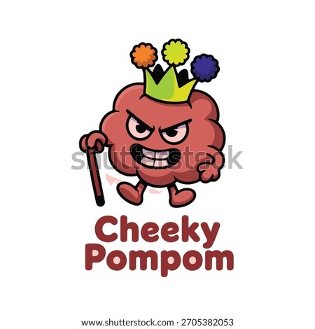 This logo centers on a spherical, incredibly fluffy purple character with a mischievous glint in its large, sparkling eyes.