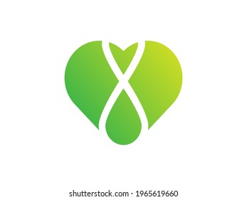 This logo is a combination of a heart and a water drop shape, modern, simple and unique. the symbol itself would look great as a social media avatar and a website or icon