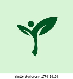This logo is a combination of humans and plants, this logo is also an agricultural organization or an agricultural company the use of green as an interpretation of leaves Abstract colorful background