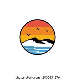 This logo is a combination of mountain, river, sun, bird and destination pin. You can use this logo for any business, especially for travel companies.