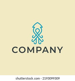 Este logotipo es una combinación de calamares y pines. El estilo de este logotipo es sencillo, minimalista, moderno y abstracto.