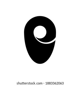 This logo is combined letter "e" and pin icon with black color of logo