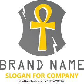 This logo combines elements of strength and culture that exist in Egypt. the shape on which the logo is based is a shield that symbolizes strength and defense. and an ankh depicts ancient Egyptian art