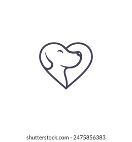 This logo combines a heart-shaped dog image with a simple outline style, resulting in a cute and eye-catching design, making it perfect for brands that love the adorable nature of dogs.